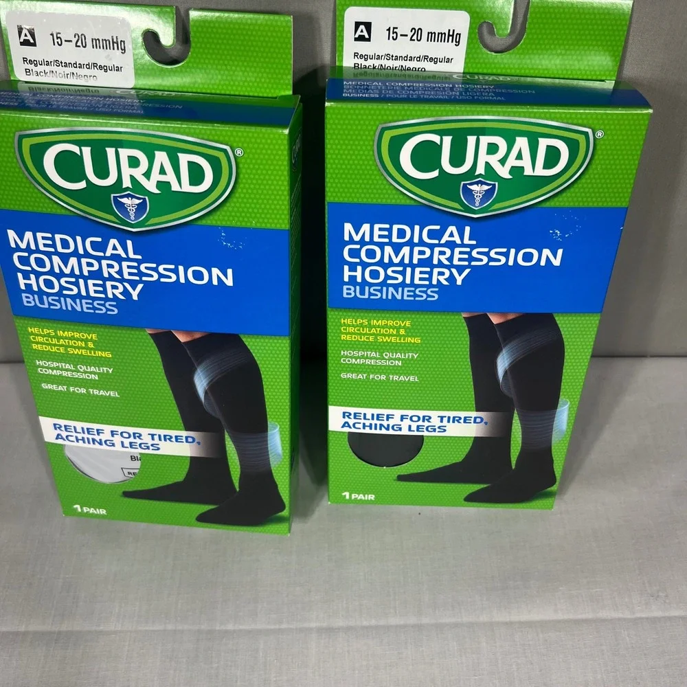 Curad Medical Compression Hosiery 15-20 mmHg Black Unisex Size A Regular